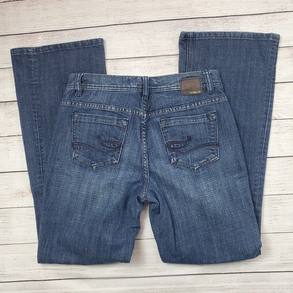 Foster Jeans Co. Wide/bootcut dark wash jeans 4 - Picture 2 of 7